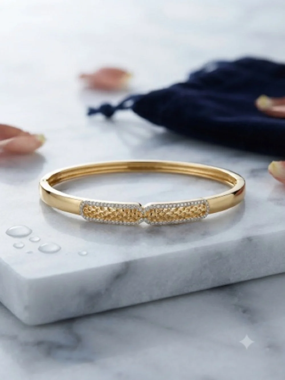 14/18k Gold - Filled Pave Crisscross Bangle Bracelet